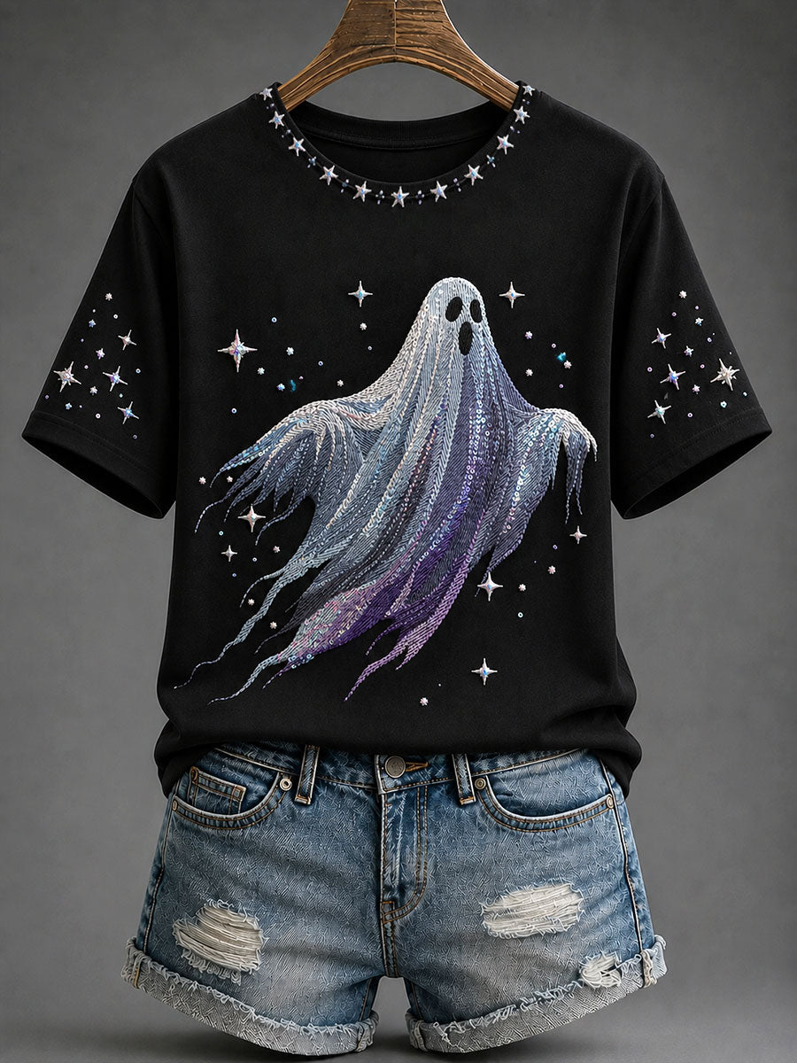 Women's Halloween Ghost Print Casual T-shirt