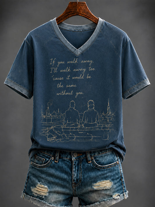 Women's Glen Memory Printed V-neck T-shirt