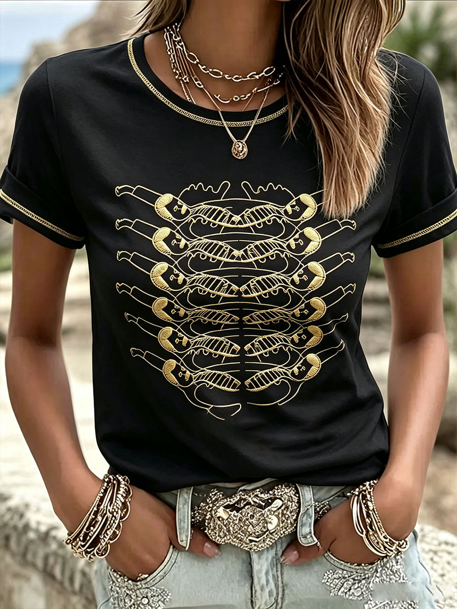 Women's UK Music Lover Art Printed T-shirt