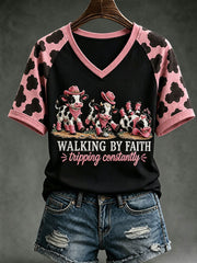 Women's Walking By Faith Tripping Contantly T-shirt