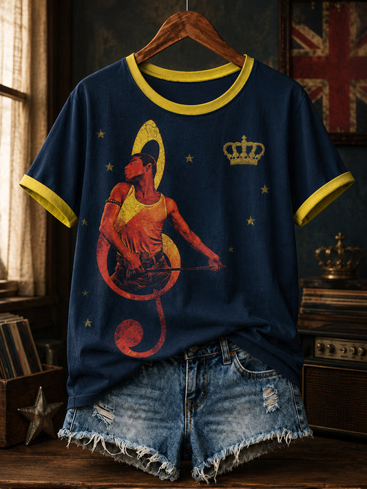 Women's UK Music Lover Q Art Printed T-shirt