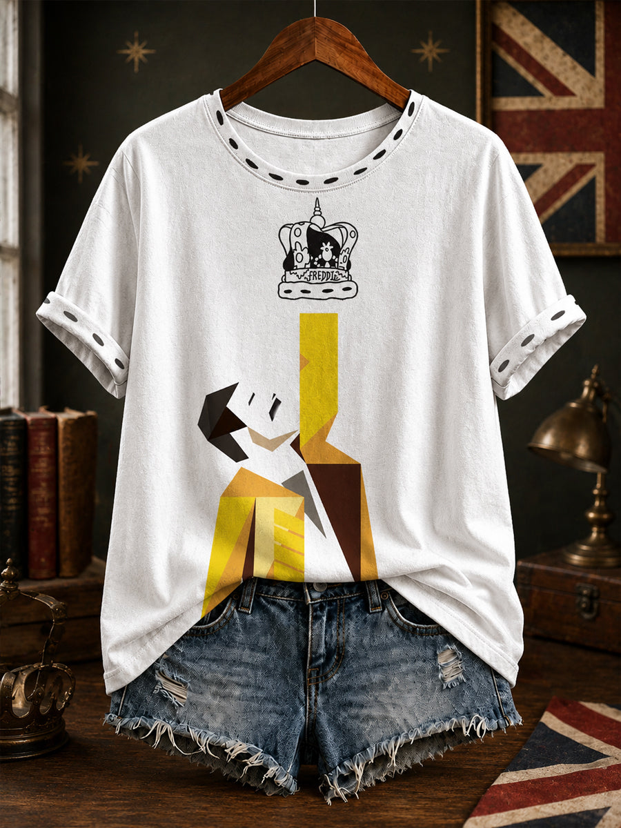Women's UK Music Lover Q Art Printed T-shirt