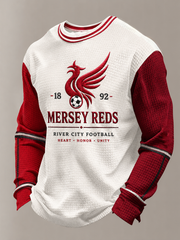 Men's Gift For Soccer Fans Liverpool Print Waffle Long Sleeve Top
