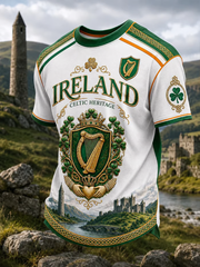 Men's Irish patriotic cultural print short sleeves t-shirt