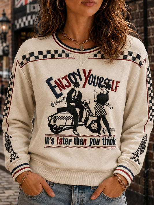 Women's Ska-Style Printed Casual Sweatshirt