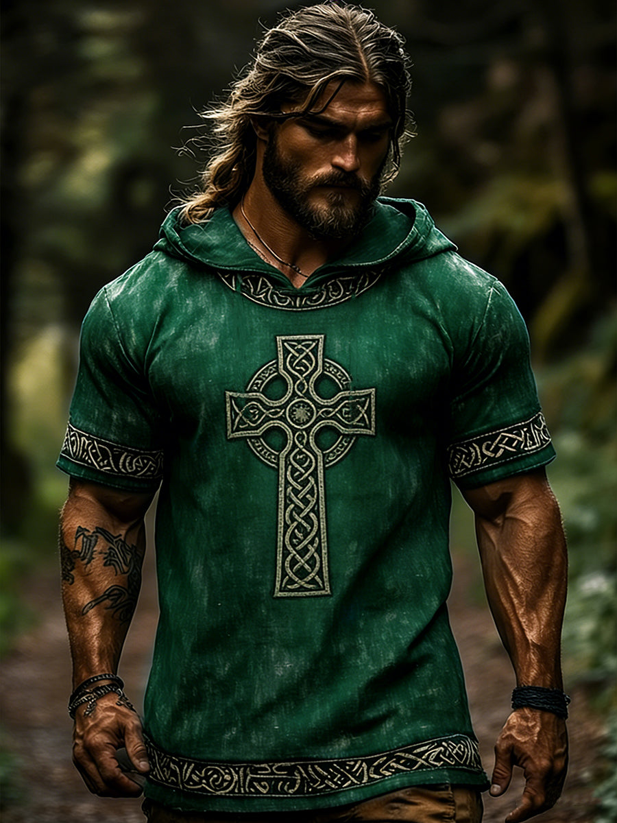 Men's Celtic Retro Hooded Short Sleeve T-Shirt
